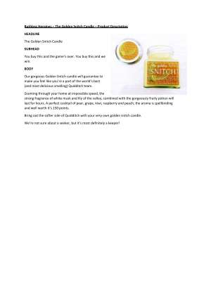 Ruthless Heroines - The Golden Snitch [Candle] Product Description .pdf