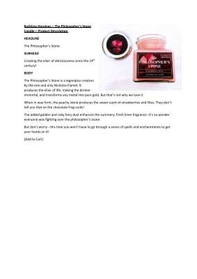 Ruthless Heroines - Philosophers Stone [Candle] Product Description.pdf