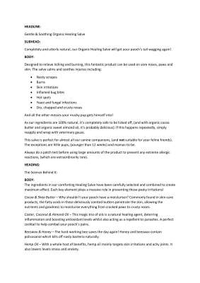 Poochize Organics - Organic Healing Salve - Product Description - Website.pdf