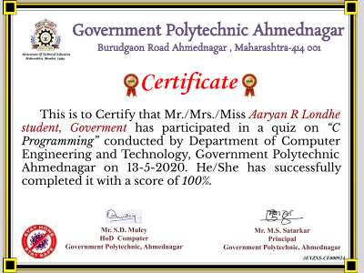 Certificate for Aaryan R Londhe for _Quiz on C Programming _[1362].pdf