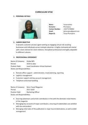 Tanya Pfumojena Curriculum Vitae.pdf