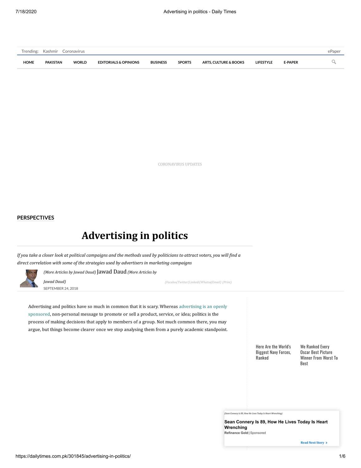 Advertising in politics - Daily Times.pdf