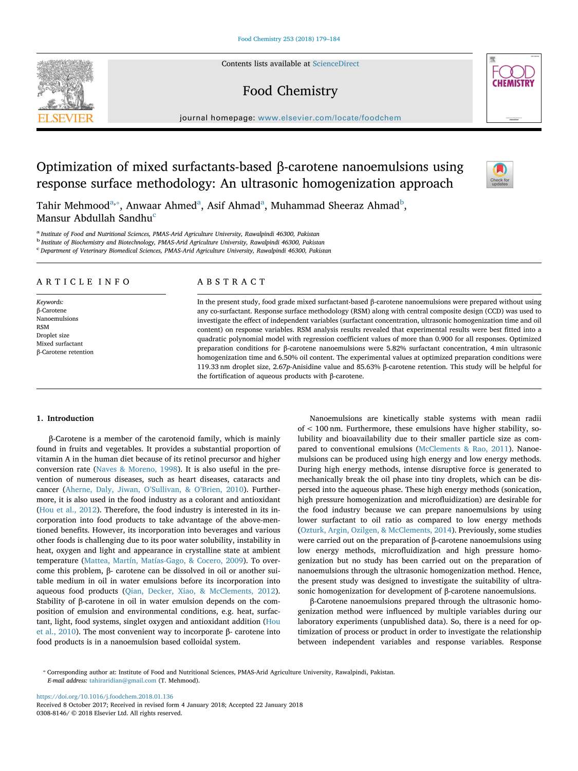 Optimization of mixed surfactants-based β-carotene nanoemulsions using response surface methodology.pdf