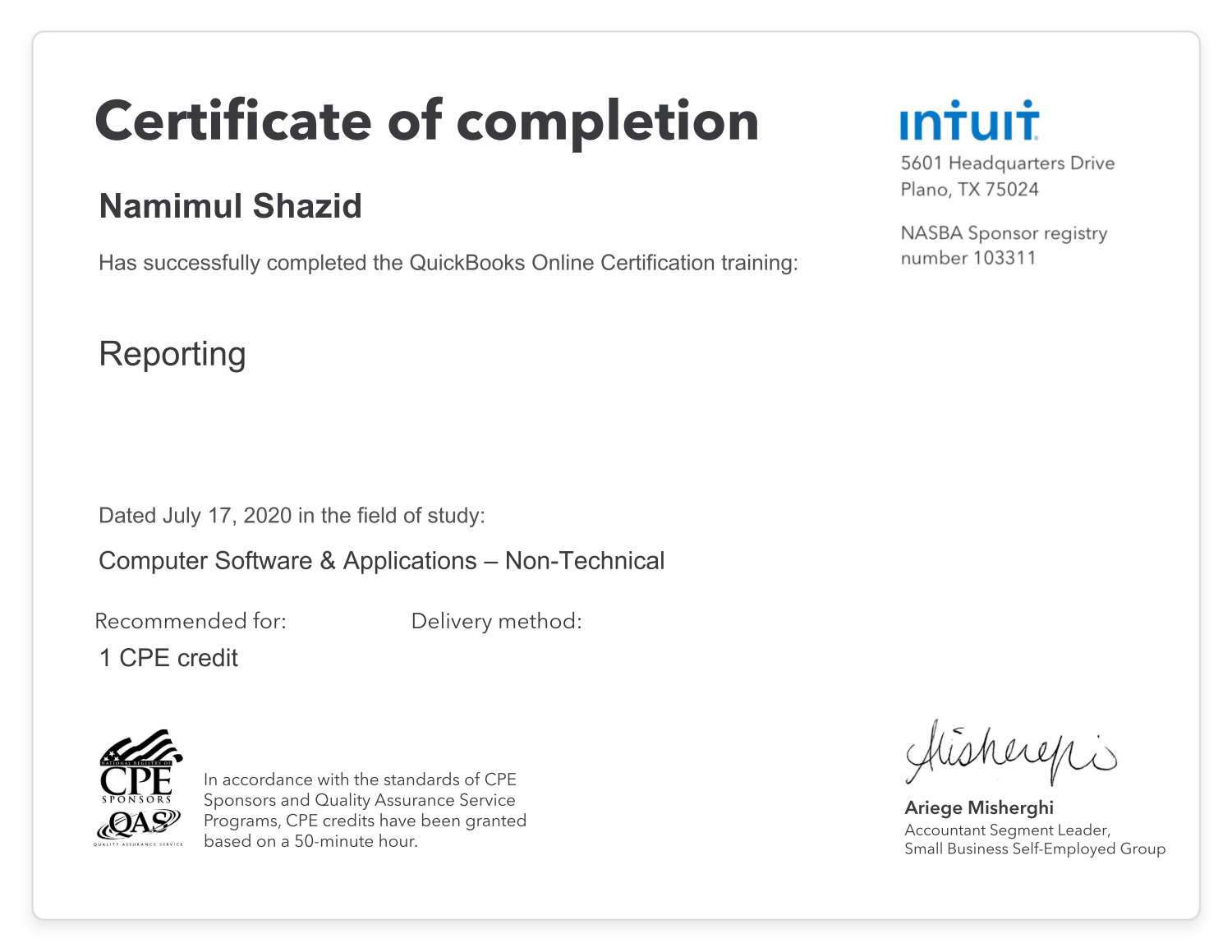 CPE credit - Reporting - Namimul Shazid.pdf