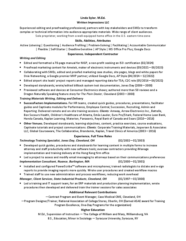 Client Deliverables, L. Sylor, Written Impressions LLC.pdf