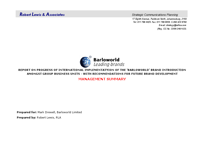 Barloworld Corporate Survey Report (Man. Summary).pdf