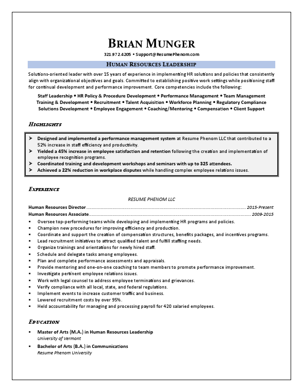 Sample Resume HR - Brian Munger.pdf