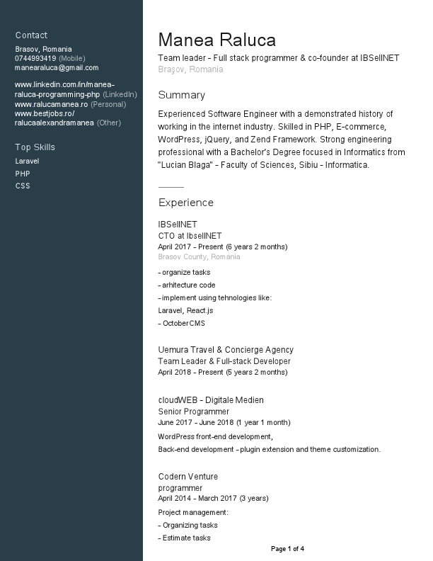 Manea Raluca full dev - 20 years real experience - Resume CV.pdf