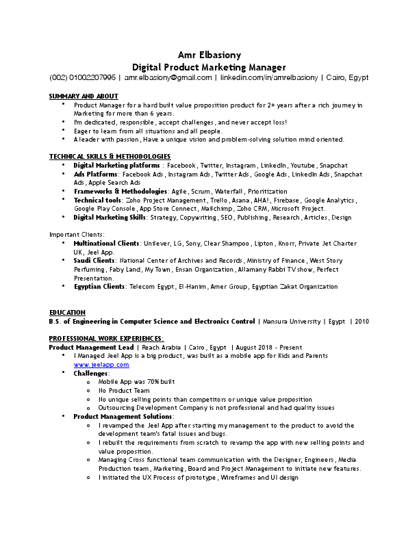 Digital Product Marketing Manager Amr Elbasiony Resume.pdf
