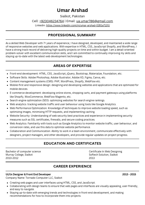 Umar Arshad Web Developer Resume.pdf