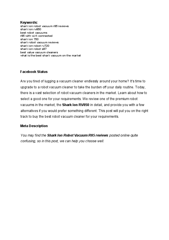 Awesome Facts You Need to Know About the Shark Ion Robot R85 Vacuum Cleaner.pdf