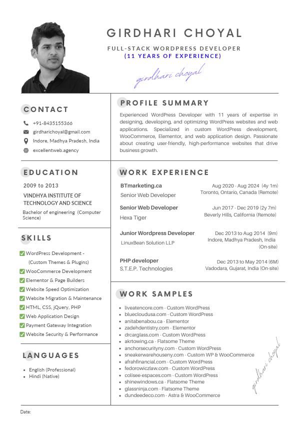 Girdhari C. - 11Y Exp. - Full-Stack WordPress Developer.pdf