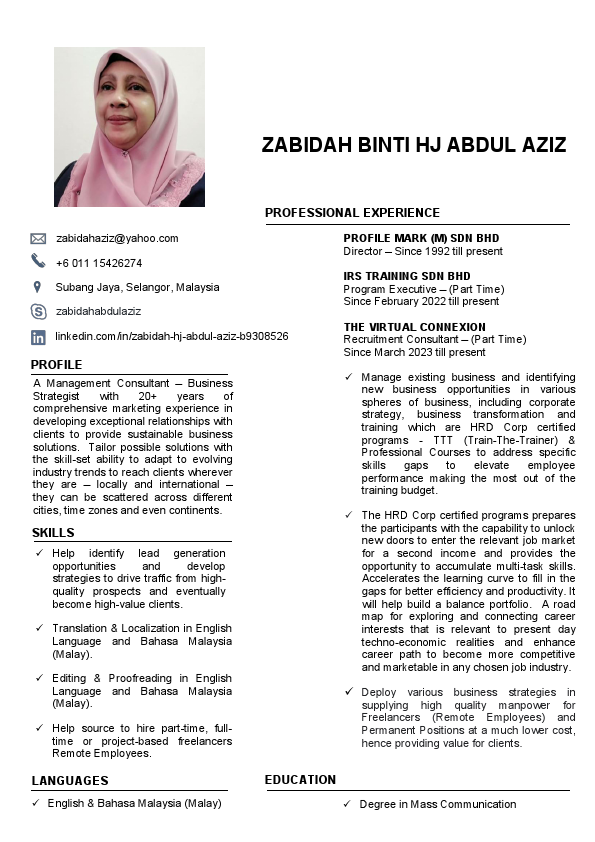 Resume - Zabidah 2023.pdf