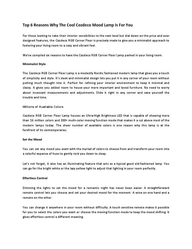 Top 6 Reasons Why The Cool Cozdeco Mood Lamp Is For You.pdf