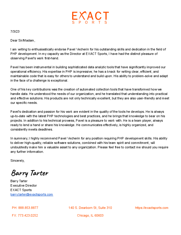 Rec letter from Exact Sport LLC.pdf