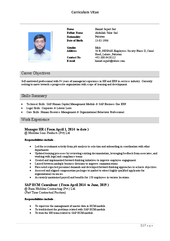 Hamid Sajjad Resume (HR Generalist).pdf