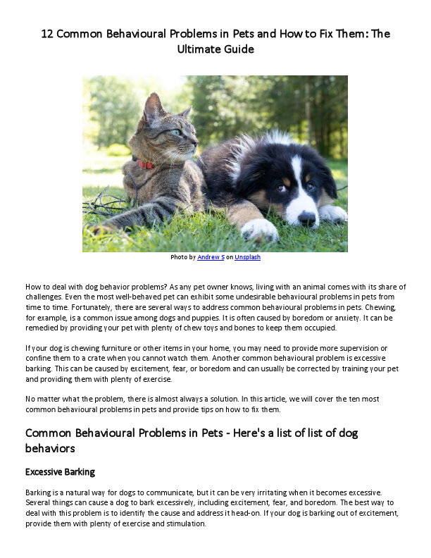 12 Common Behavioural Problems in Pets and How to.pdf