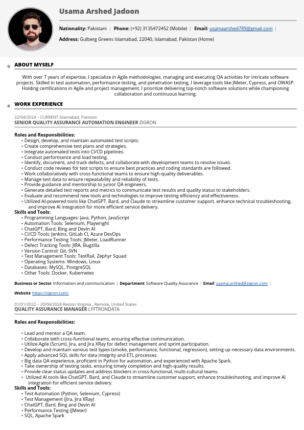 Usama Arshed Jadoon Sr SQA Automation Engineer CV.pdf