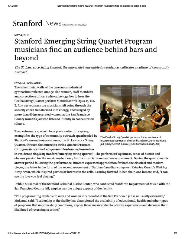 2015 Stanford Emerging String Quartet  Program musicians find an audience behind bars_Langlands.pdf