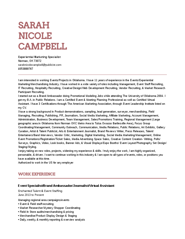 17. Experential Marketing Specialist- SarahNicoleCampbell- CV.pdf