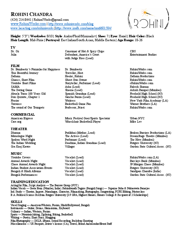 Rohini Chandra, Acting Resume.pdf