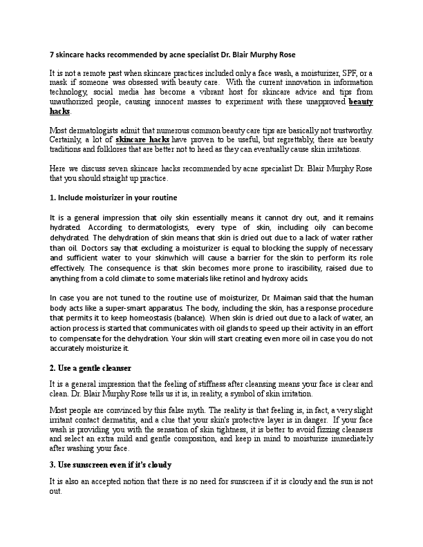 7 skincare hacks recommended by acne specialist Dr. Blair Murphy Rose.docx.pdf