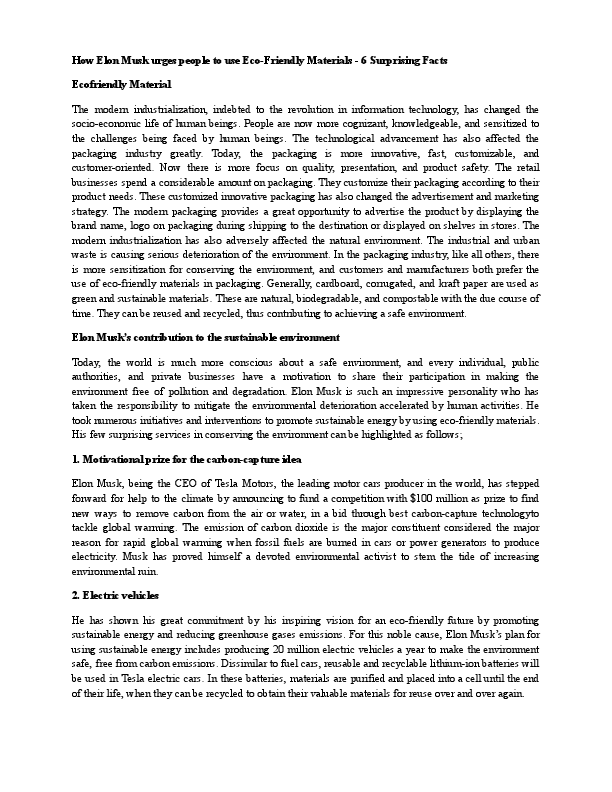 How Elon Musk urges people to use Ecofriendly Material-6 Surprising Facts.pdf