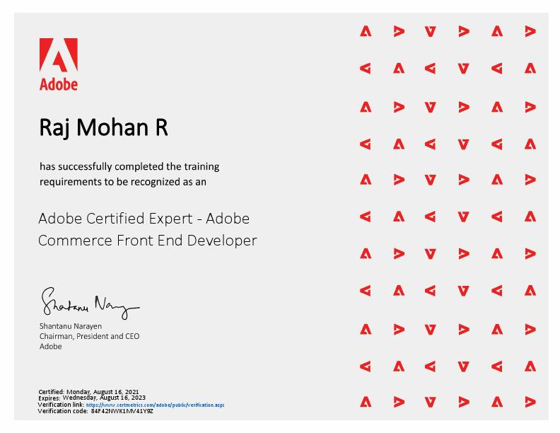 Adobe Certified Expert - Adobe Commerce Front End Developer certificate.pdf
