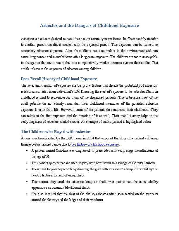 Asbestos and the Dangers of Childhood Exposure.pdf