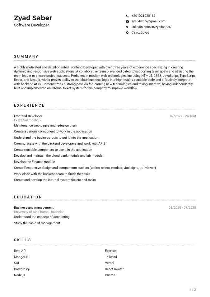 Zyad Saber - Software Developer - CV (1).pdf