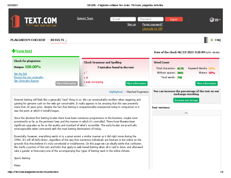 100.00% - Plagiarism software free online 1Text.com, plagiarism detection.pdf