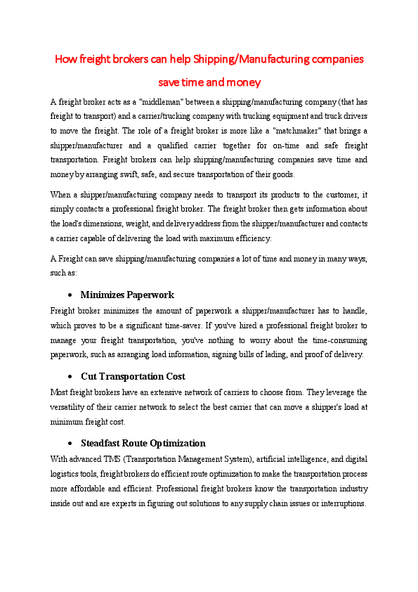 How freight broker can help shipping  Manufactoring companies save time and money..edited.pdf