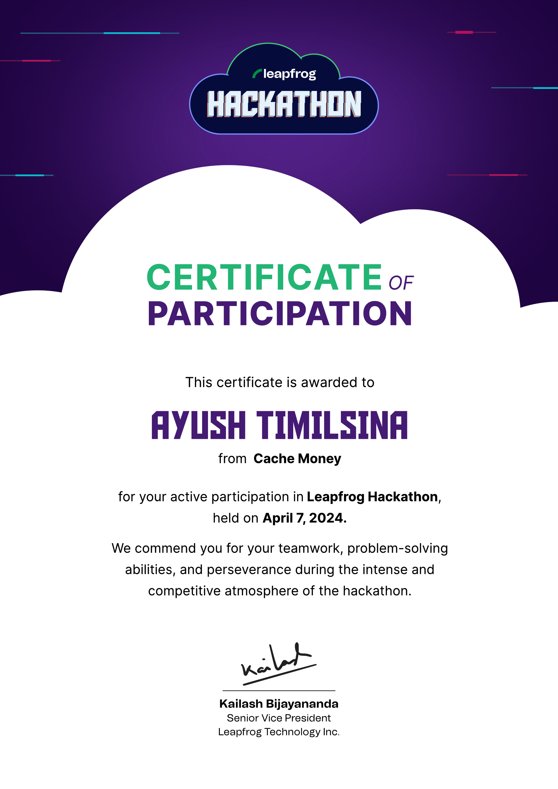 Ayush Timilsina - Hackathon Certificate.pdf