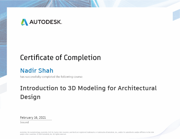 (Revit) Introduction to 3D Modeling for Architectural- Certificate.pdf