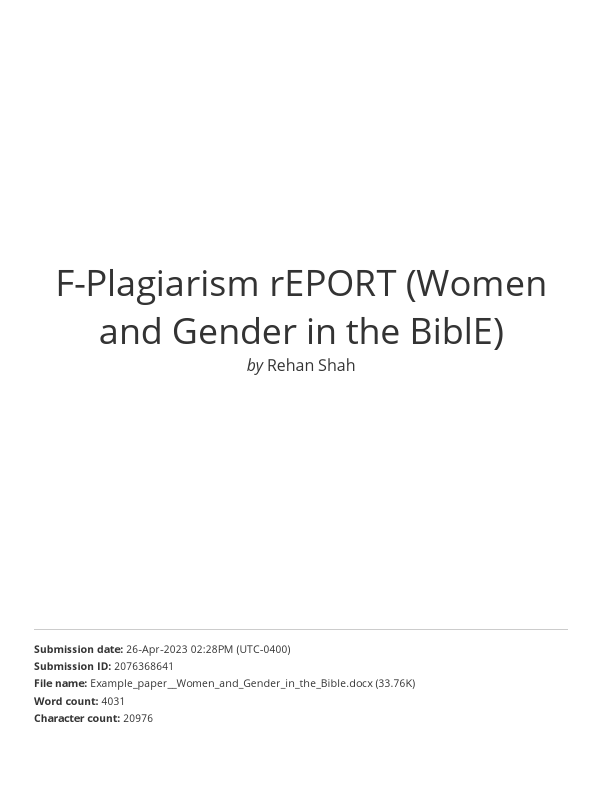 F-Plagiarism Report (Women and Gender in the Bible).pdf