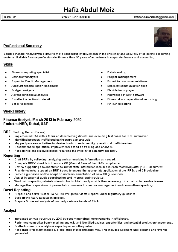 Resume - Hafiz Abdulmoiz Butt - Regulatory Reporting-Credit Analyst-Account Payable & Receivable.pdf