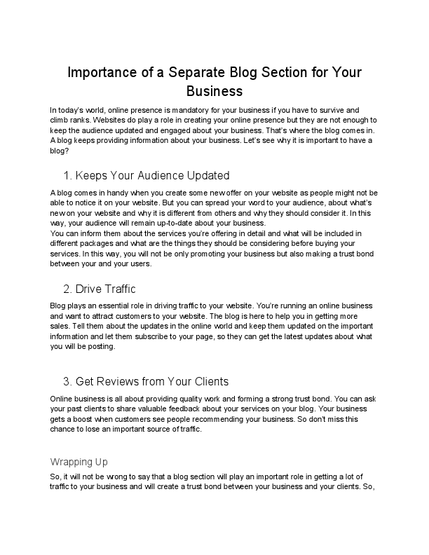 Importance of a Separate Blog Section for Your Business.pdf
