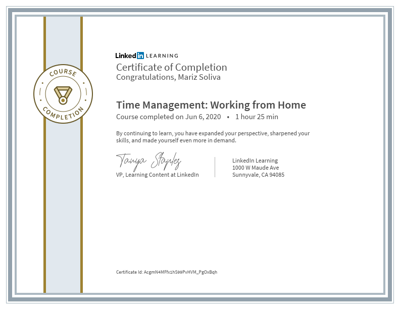 CertificateOfCompletion_Time Management_ Working from Home.pdf