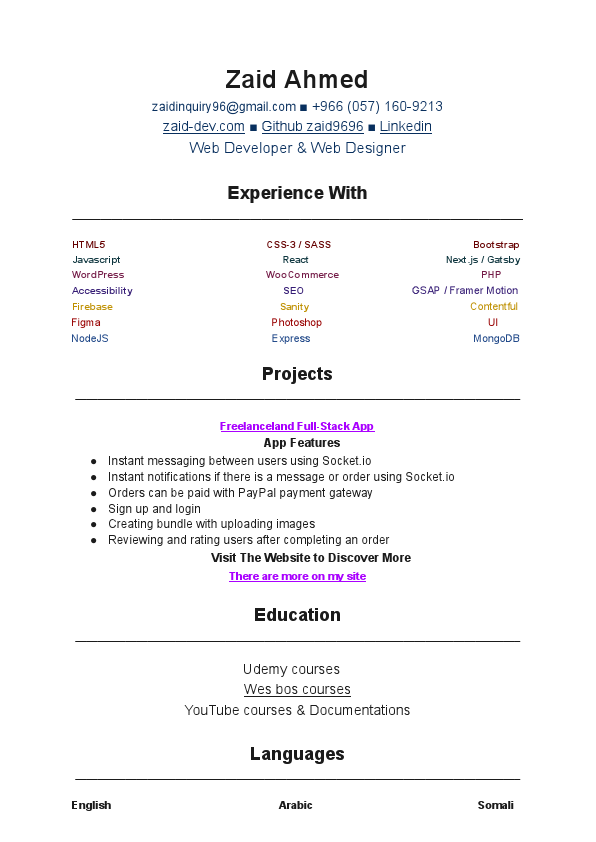 ZaidAhmedDeveloperResume.pdf