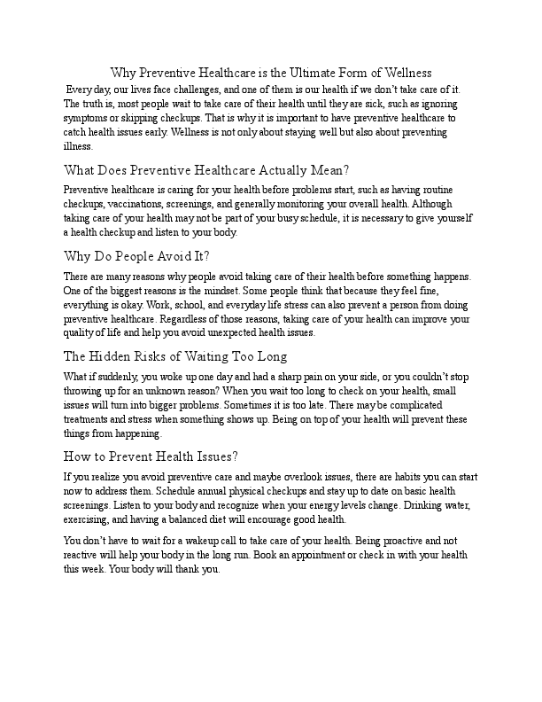 Why Preventive Healthcare is the Ultimate form of Wellness.pdf