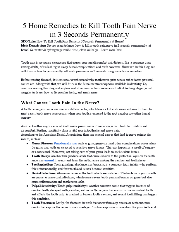 5 Home Remedies to Kill Tooth Pain Nerve in 3 Seconds Permanently.pdf