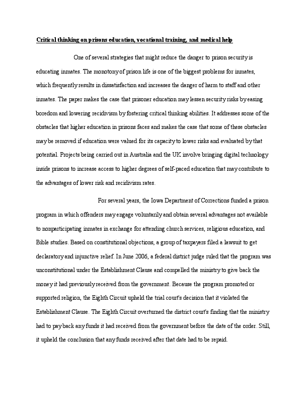 Critical thinking on prisons education.pdf