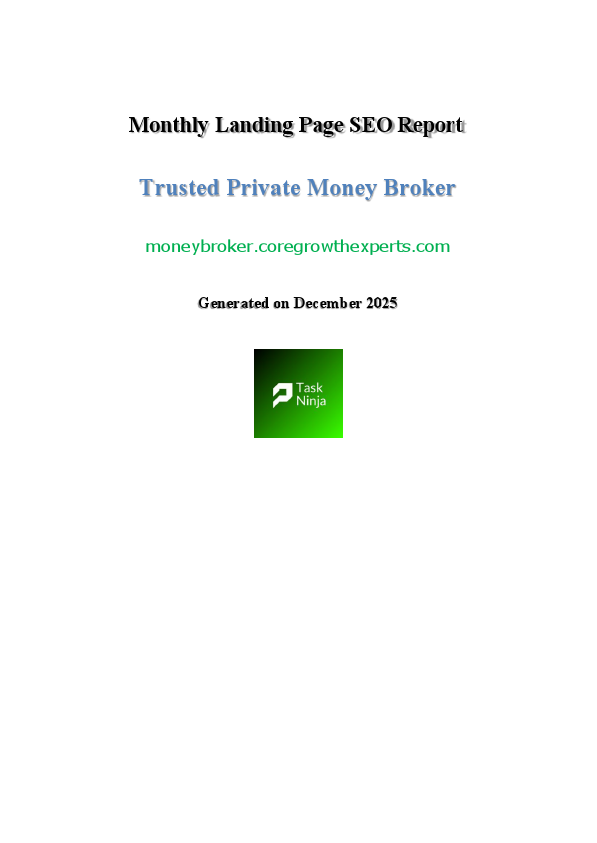 Monthly Landing Page SEO Report - Trusted Private Money Broker, December 2025.pdf