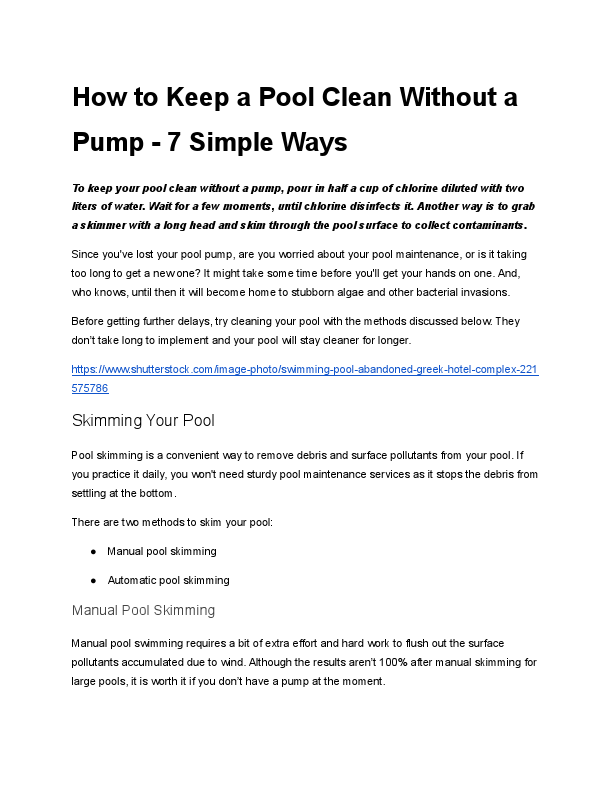How to Keep a Pool Clean Without a Pump - 7 Best Ways.pdf