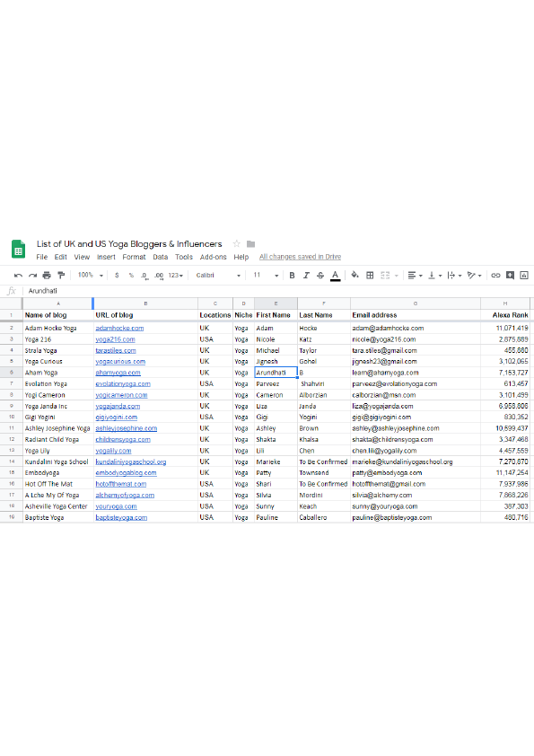 9. List Building of UK and US Yoga Bloggers & Influencers.pdf