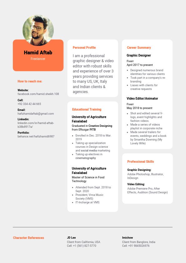 Hamid Aftab Freelancer Graphic designer video editor resume Orange and Black Professional Resume.pdf
