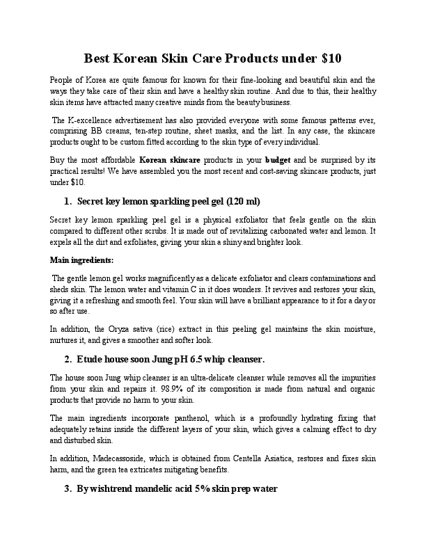 Best Korean Skin Care Products under $10.pdf