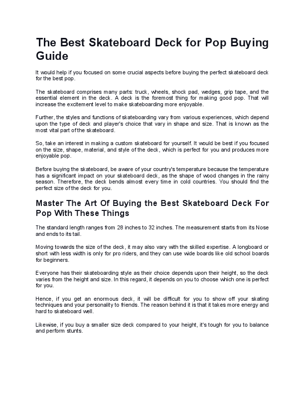 The Best Skateboard Deck for Pop Buying Guide- portfolio.pdf