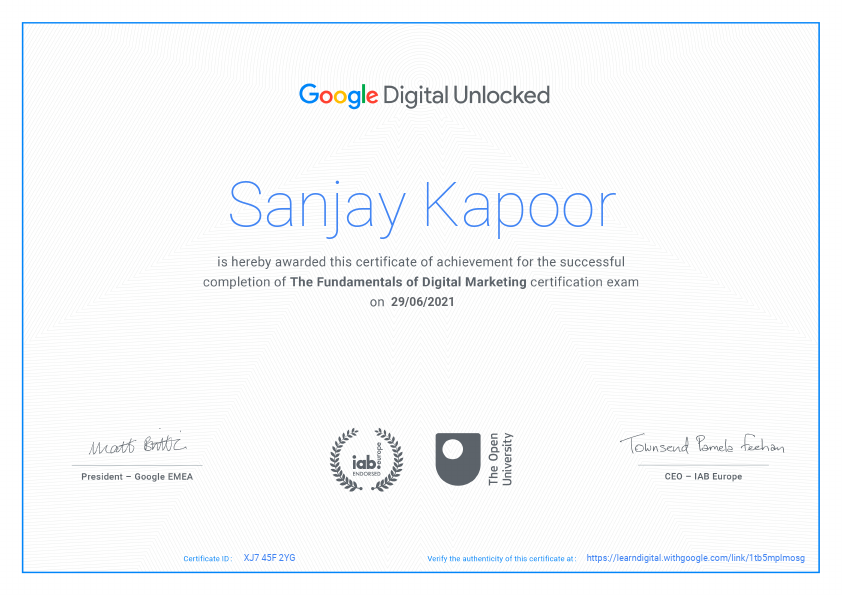 certificate_Sanjay Kapoor_The Fundamentals of Digital Marketing.pdf