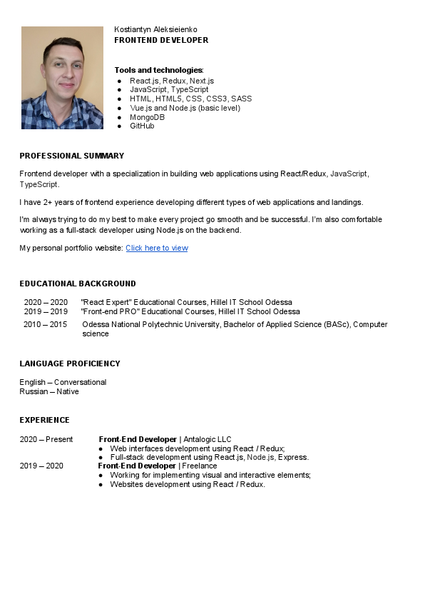 CV Kostiantyn Aleksieienko - Frontend developer.pdf
